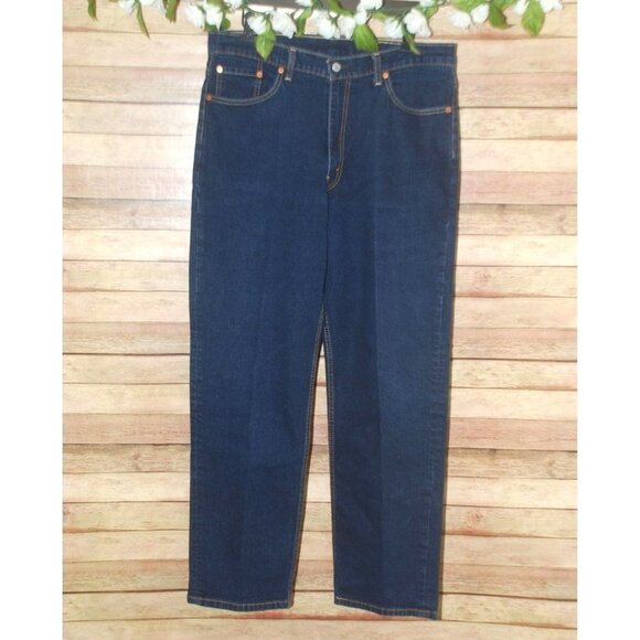 Levi's 550 Dark Wash Men's Blue Jeans Size 38X32 Straight Leg 5 Pockets Stretch - Picture 1 of 11